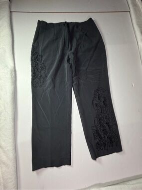 Vera Cristina Black Silk Blend embroidered Pants